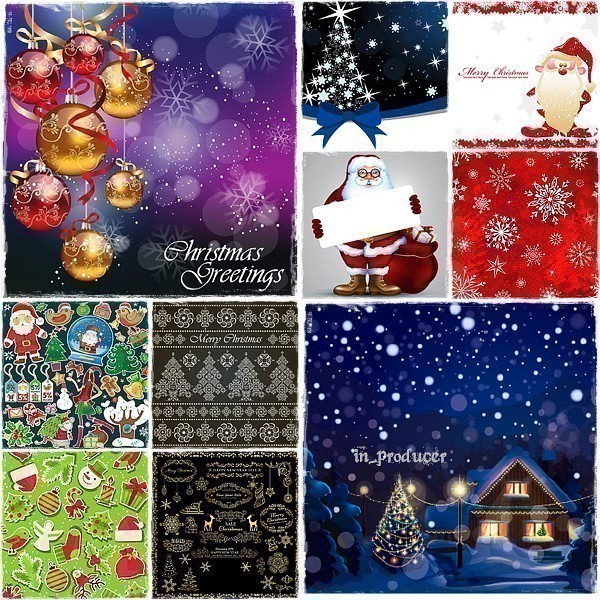 DVD2 sheets set Christmas material compilation EPS/SVG penetration PNG Christmas special material compilation snow flakes Santa Claus lease ornament 