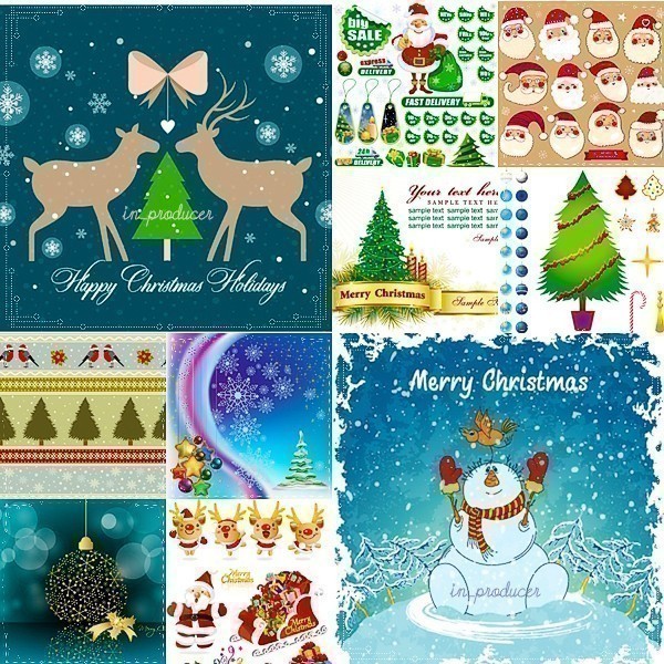 DVD2 sheets set Christmas material compilation EPS/SVG penetration PNG Christmas special material compilation snow flakes Santa Claus lease ornament 