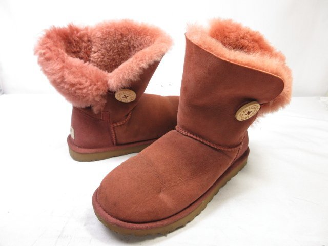 HH【アグ UGG】 F23112E ショート ムートンブーツ 婦人靴 (レディース) size23 ややオレンジがかったピンク系 □15LZ4635□