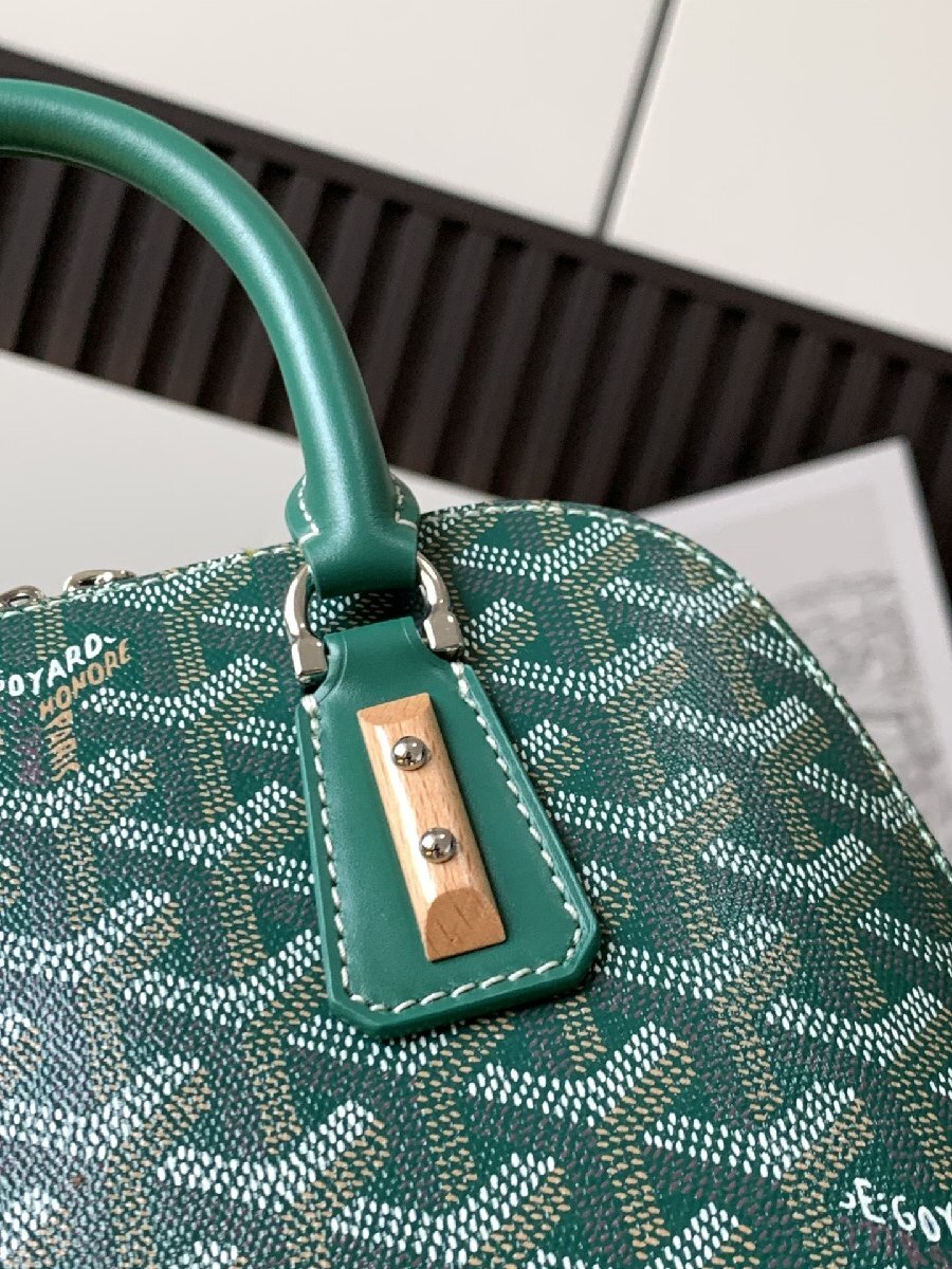 【美品】ゴヤール GOYARD ヴァンドームミニ グリーン ストラップ ハンドバッグ