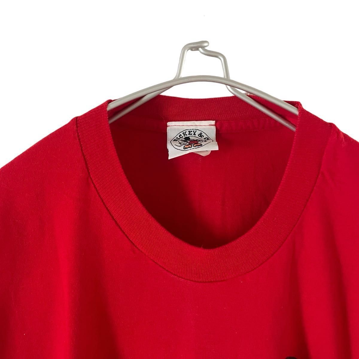 90'S 】美品Disney お座りミッキー 青パンミッキー カラーT 90'S 】美品Disney お座りミッキー 青パンミッキー カラーT