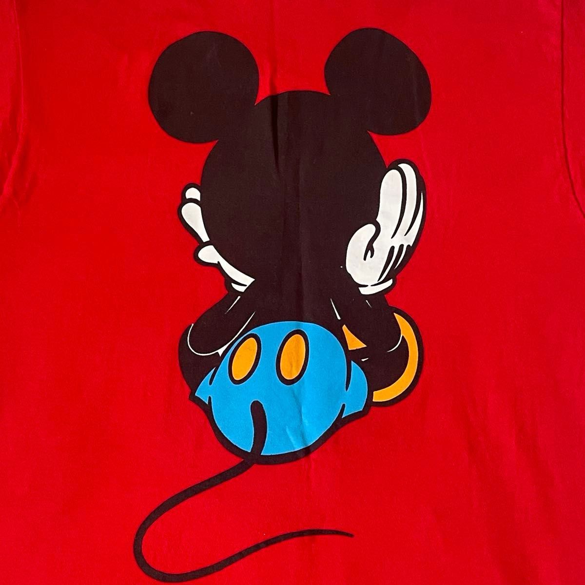 90'S 】美品Disney お座りミッキー 青パンミッキー カラーT 90'S 】美品Disney お座りミッキー 青パンミッキー カラーT