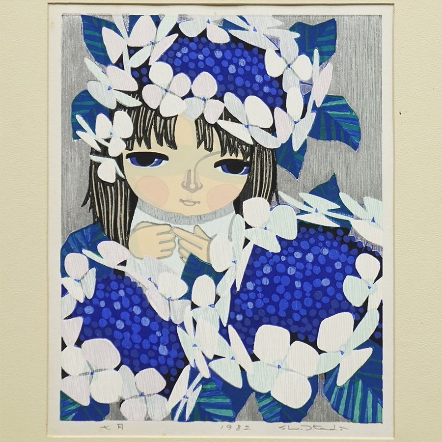 Yahoo!オークション - 池田修三『七月』少女 1982年 木版画 人物 Yahoo!オークション - 池田修三『七月』少女 1982年 木版画 人物