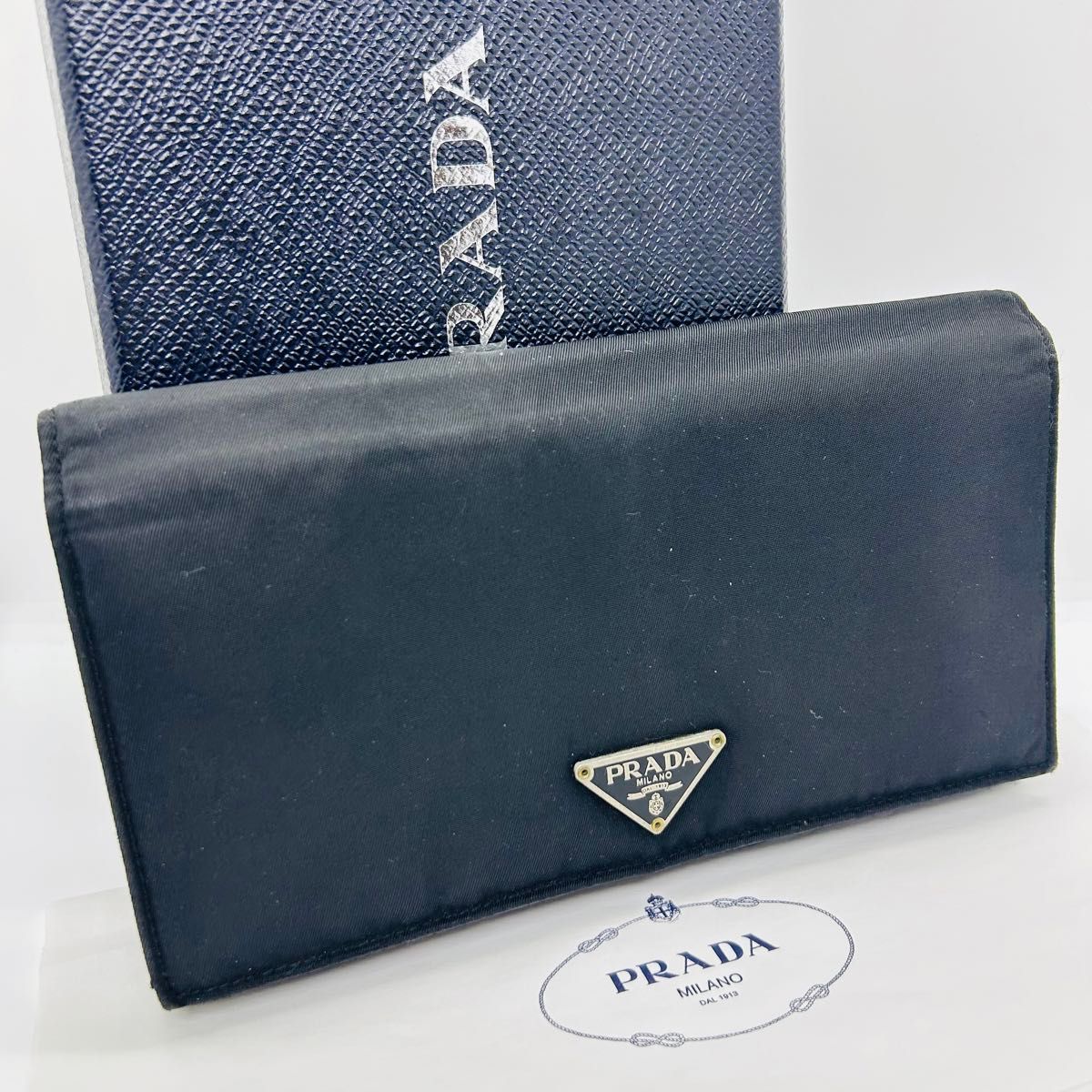 PRADA プラダ 二つ折り 長財布 サフィアーノ ナイロン 三角 PRADA プラダ 二つ折り 長財布 サフィアーノ ナイロン 三角