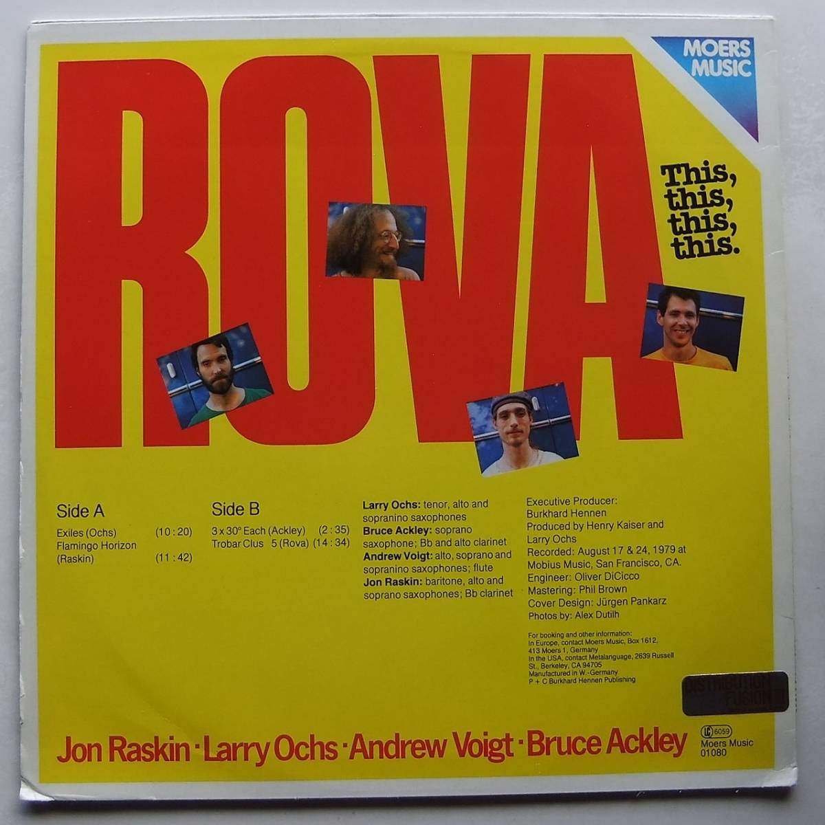 ◆ ROVA / This, This, This, This ◆ Moers Music 01080 (West Germany) ◆_画像2