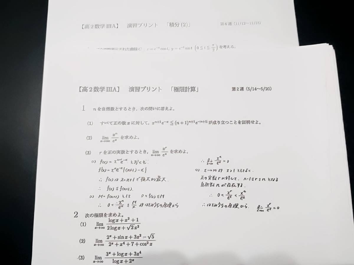 高２数学ⅢA 演習プリント 鉄緑会 東進 Z会 ベネッセ SEG 共通テスト 