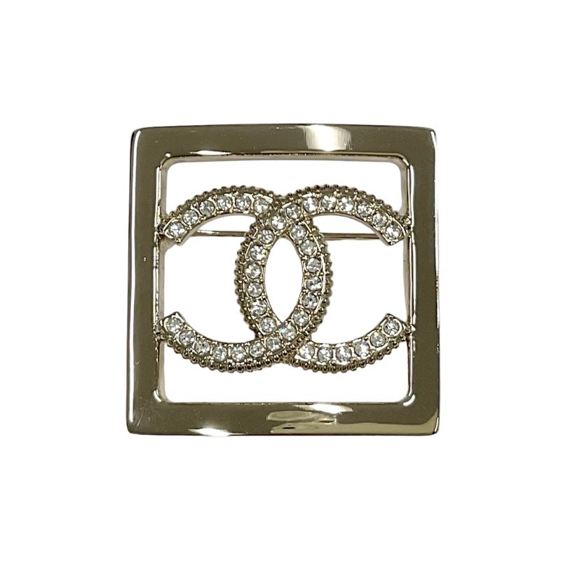印象のデザイン CHANEL シャネル ブローチ ライン スクエア ココマーク ゴールド その他