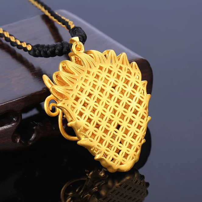 [ permanent gorgeous ] men's Gold Dragon necklace pendant original gold luck with money man fortune . better fortune feng shui gold dragon accessory * height 6m -ply 24g proof attaching Z48