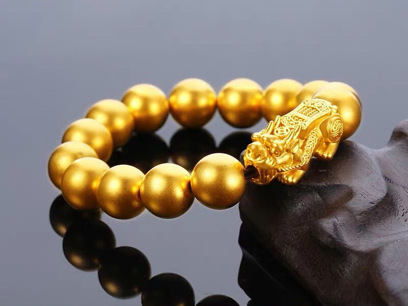 [ permanent gorgeous ] men's Gold .. bracele original gold luck with money fortune ... better fortune feng shui yellow gold . thing popular man accessory * length 20cm -ply 25g proof attaching Z91