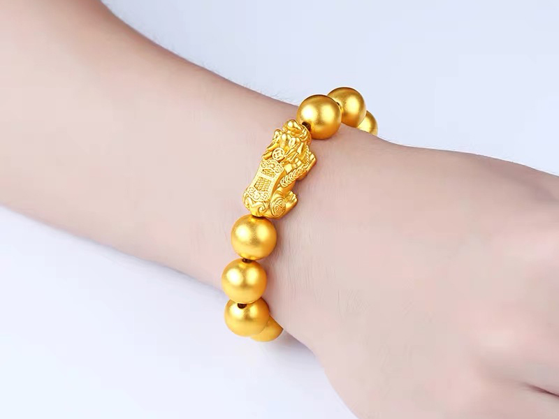[ permanent gorgeous ] men's Gold .. bracele original gold luck with money fortune ... better fortune feng shui yellow gold . thing popular man accessory * length 20cm -ply 25g proof attaching Z91
