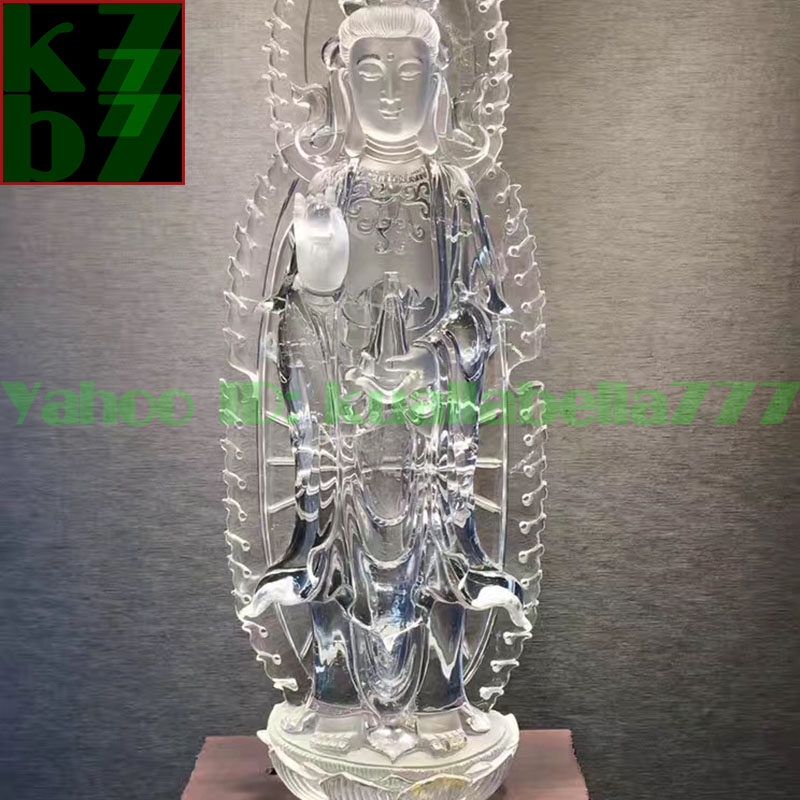 [.. ornament ] sphere stone ornament [ crystal . sound bodhisattva book@. lotus flower . image ] hand made Buddhism family Buddhist altar Buddhist altar fittings ornament better fortune feng shui sculpture handicraft * height 43cm -ply 3.38kg R80
