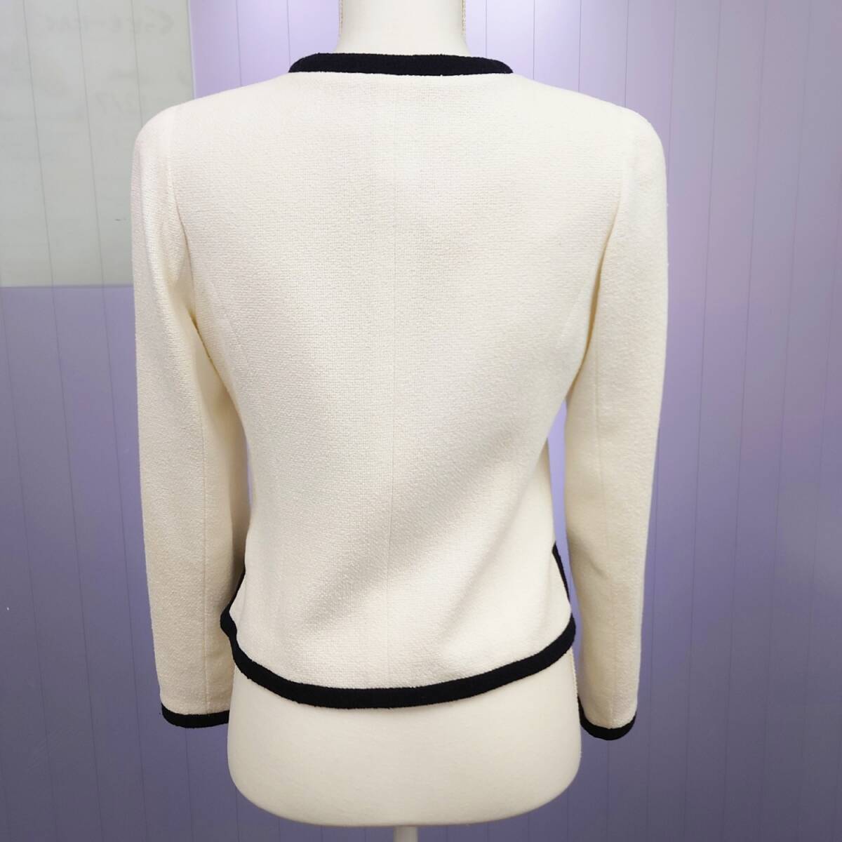 Rene ノーカラージャケット サイズ36 Sサイズ ツイード フランス Rene ノーカラージャケット サイズ36 Sサイズ ツイード フランス