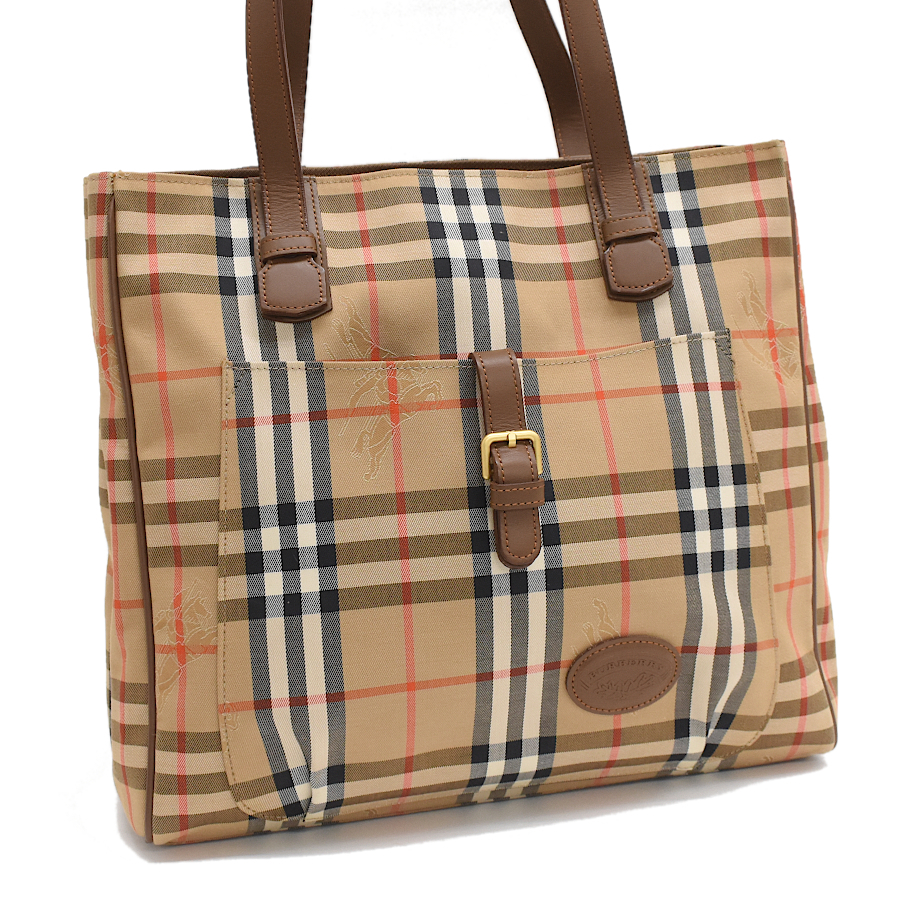  Burberry tote bag noba check canvas leather beige Brown BURBERRY