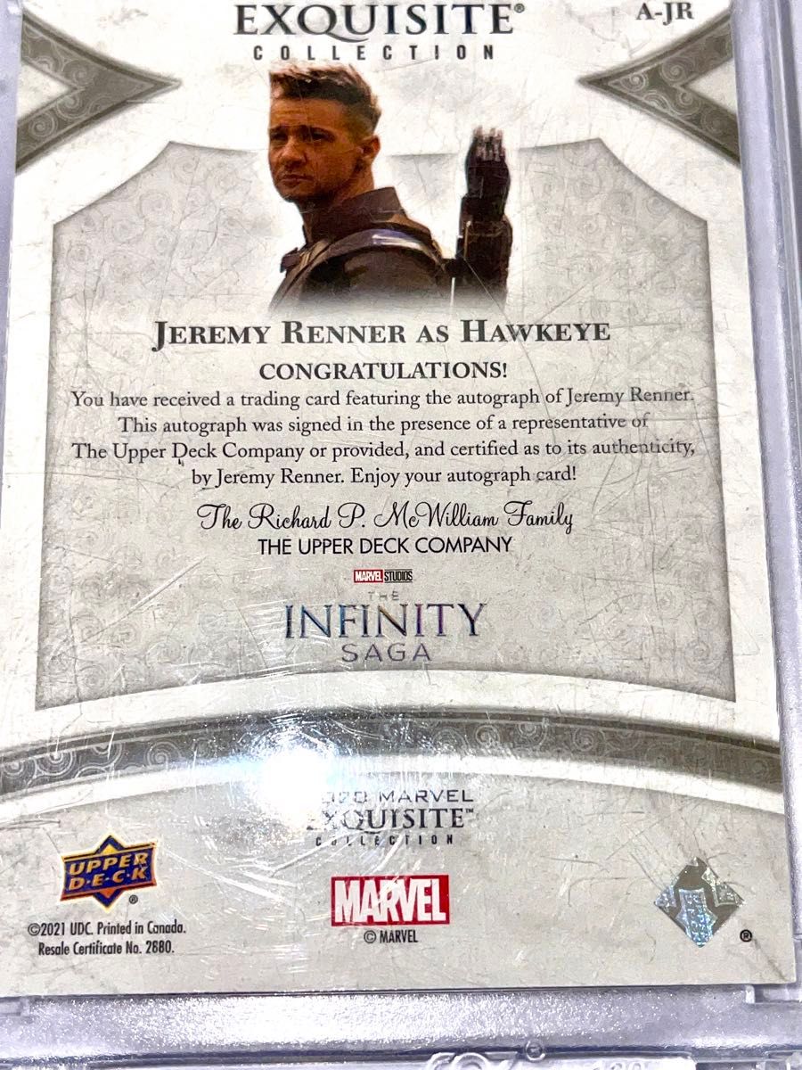 ホークアイ ジェレミーレナー 直筆サインカード アベンジャーズ ホークアイ ジェレミーレナー 直筆サインカード アベンジャーズ