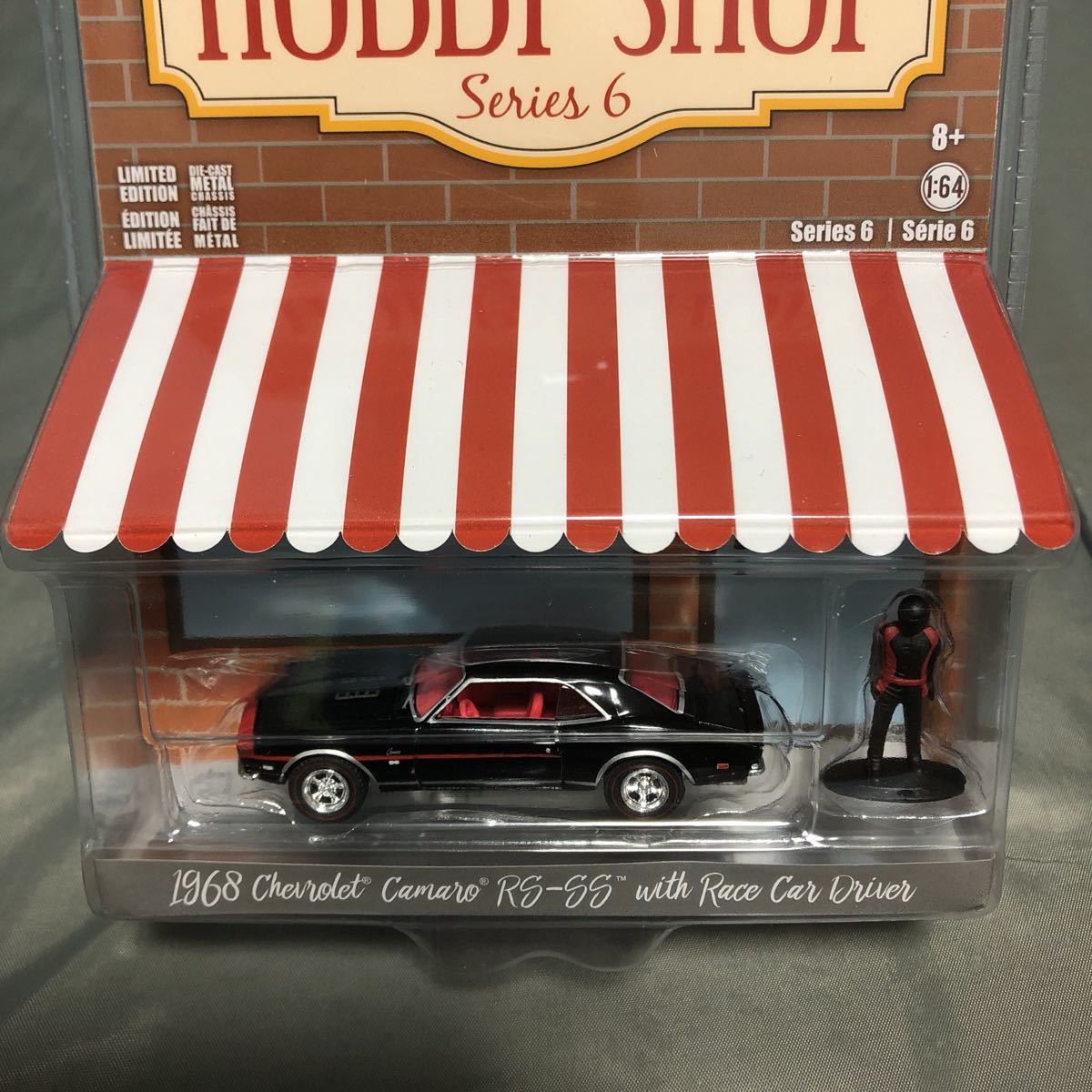 GREENLIGHT HOBBY SHOP SERIES 6 1968 CHEVROLET CAMARO RS/SS WITH RACE CAR DRIVER 