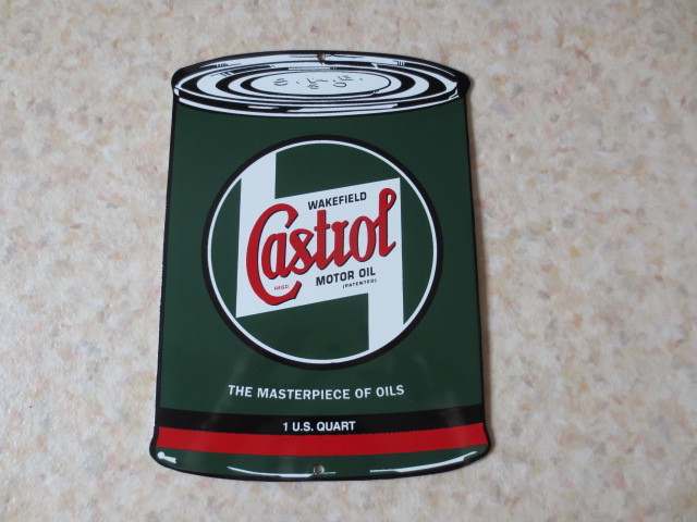  rare goods! Castrol *tin plate signboard * enamelled * Britain made signboard *F1* Motor Sport * Le Mans * Jaguar Britain car 