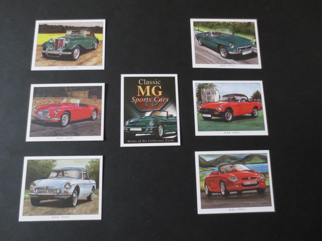 英国車自動車カード７枚セット・MGスポーツカー・MGA・MGB・ミジェット・MGF★ヒーレースプライト・BMC・オースチンミニ・ローバー・RR_画像1