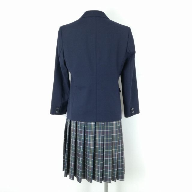 1 jpy blaser check skirt ribbon top and bottom 4 point set 155A winter thing woman school uniform Fukuoka Kurume Chikushi high school navy blue uniform used rank B EY2319