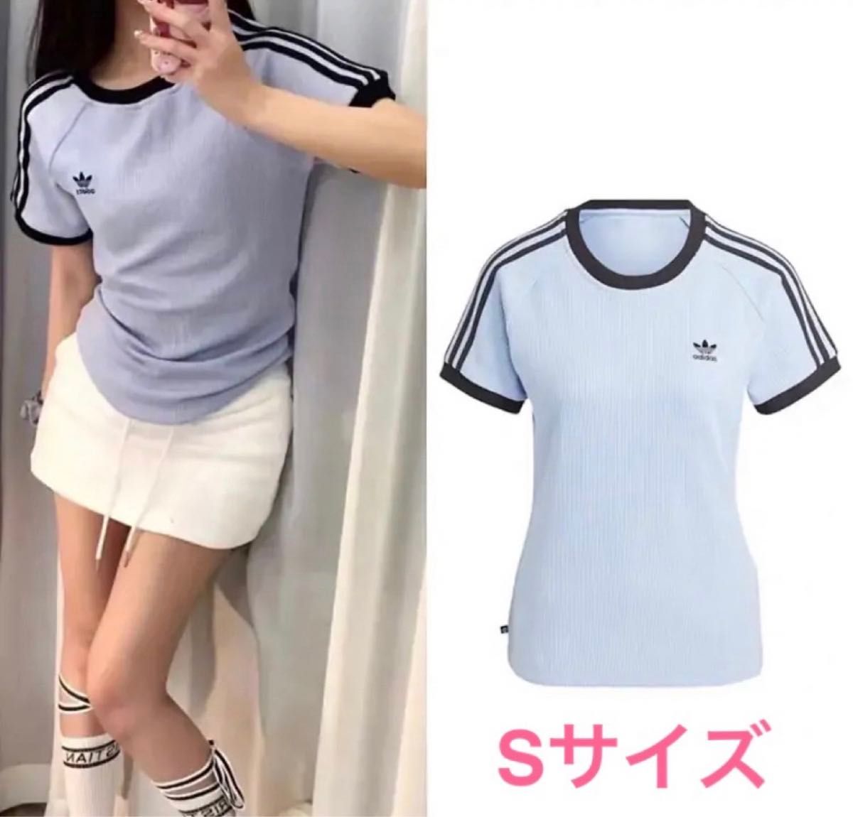 adidas スリーストライプススリム半袖Tシャツ adidas スリーストライプススリム半袖Tシャツ