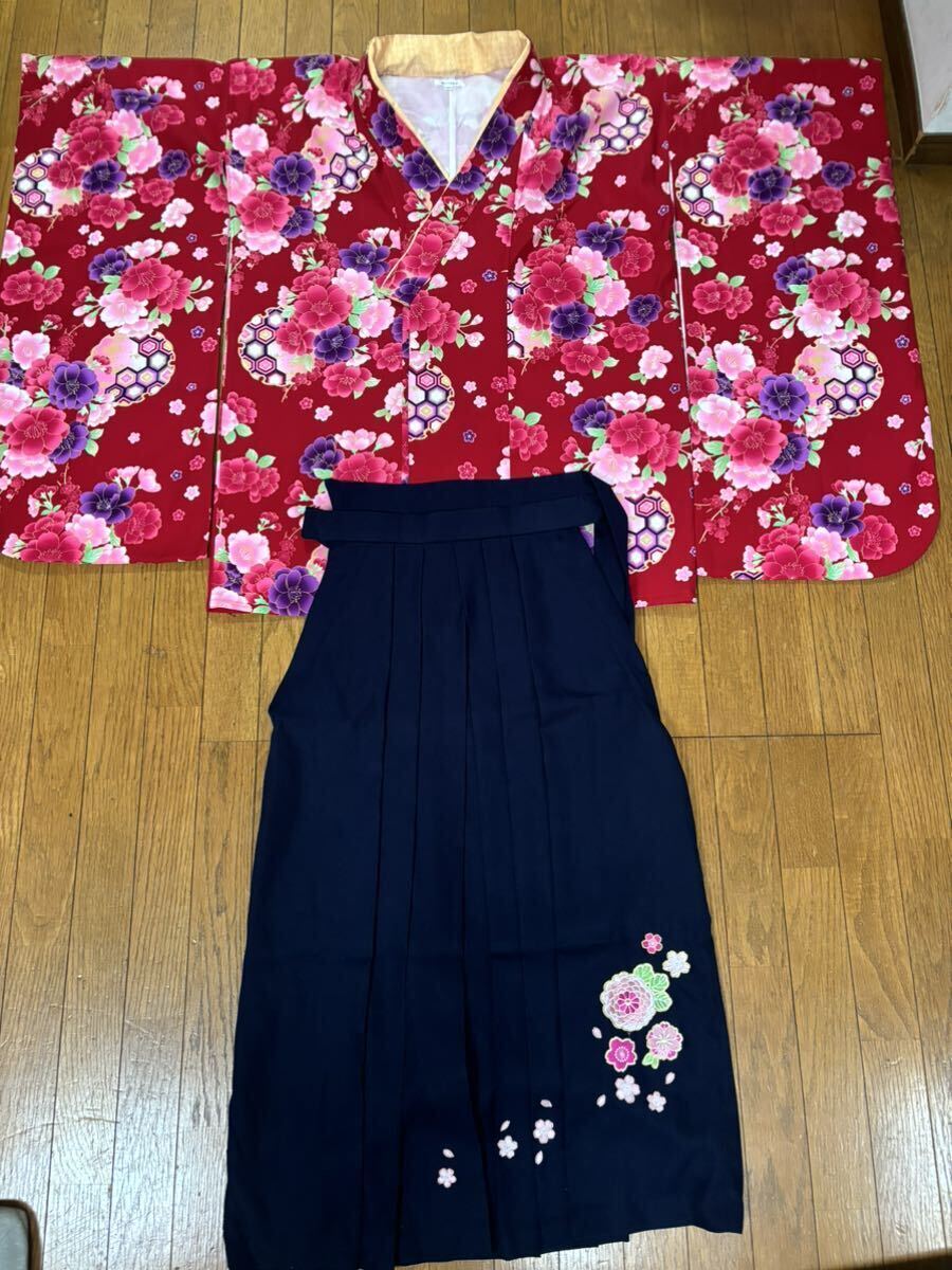 袴セット　アリサナ 160 レッド 卒業式　かんたん着付