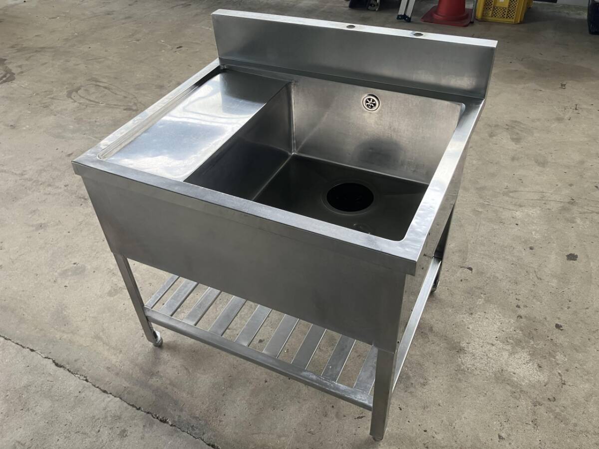 1槽水切付シンク 900×750×800 業務用 店舗用品 厨房用品 飲食店 シンク 流し台 キッチン 作業機器 ステンレスキッチン 板金 103202