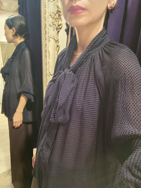 Drawer ドゥロワー 18AW シルクレーヨン ジャカード ボウ Drawer ドゥロワー 18AW シルクレーヨン ジャカード ボウ