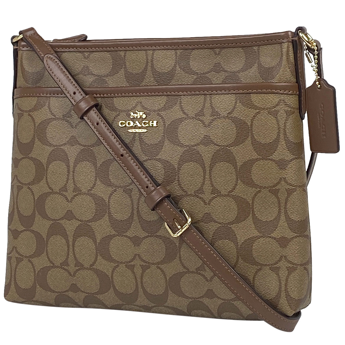 コーチ COACH シグネチャー ショルダーバッグ ロゴ 斜め掛け コーティングキャンバス ブラウン F29210 レディース 【中古】