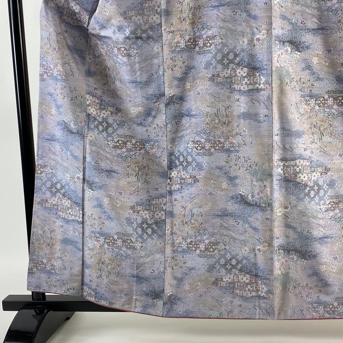 紬 身丈160.5cm 裄丈64cm M 単衣 幾何学 黒 正絹 美品 秀品 中古 紬 身丈160.5cm 裄丈64cm M 単衣 幾何学 黒 正絹 美品 秀品 中古