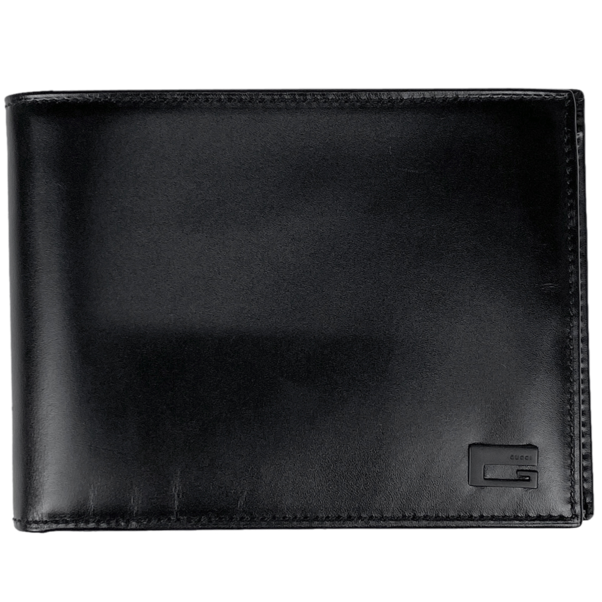 グッチ GUCCI ロゴ 二つ折り 財布 Gロゴ 二つ折り財布 レザー ブラック 0342091 メンズ 【中古】