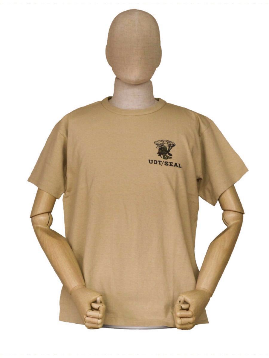 WAREHOUSE Lot.4064 ダークベージュ/サイズS 2ND-HAND “UDT/SEAL(FROG) セカンドハンド セコハン 半袖Tシャツ