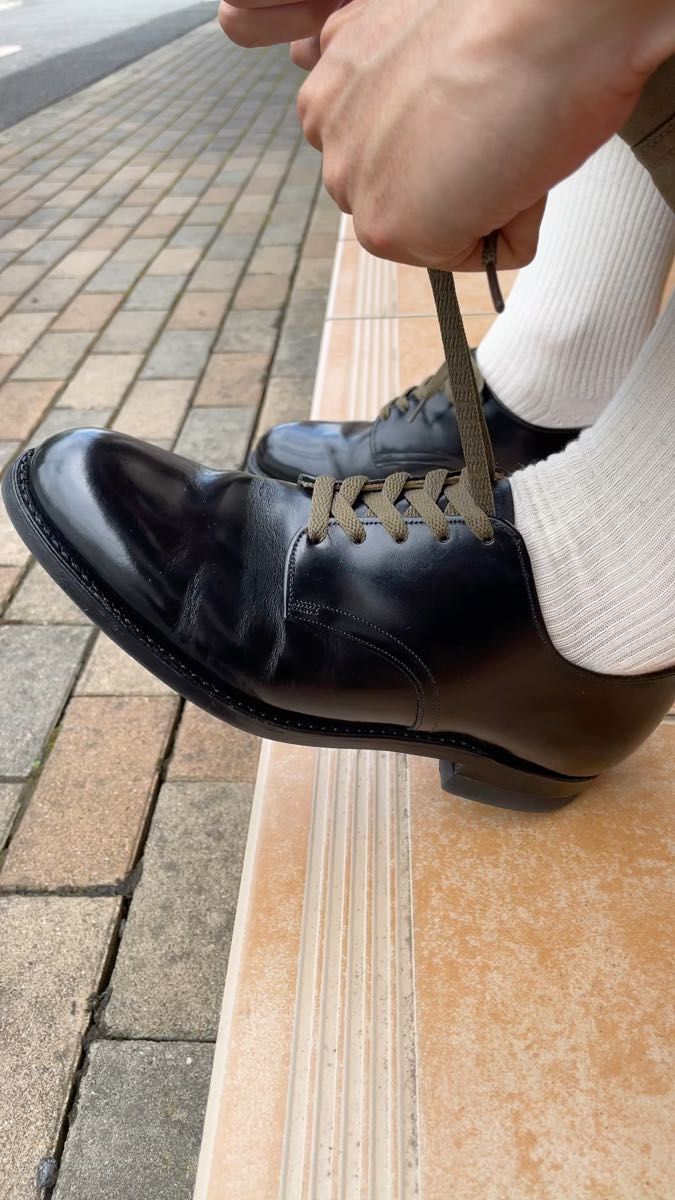 古靴愛用者監修 サービス専用靴紐80cm オリーブ7mm&蝋引き茶平0.28㎜ 靴 黒 男女