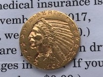 ( unused, old coin )1909 year, original gold, super-rare goods, in te Anne coin gold coin 1/3 ounce a little over,5 dollar, America. history, old coin as certainty investment optimum,