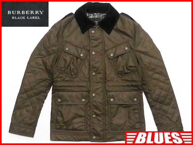 即決★BURBERRY BLACK LABEL★メンズM 廃版 キルティングジャケット バーバリーブラックレーベル 緑 オリーブ 三陽商会正規 ノバチェック_画像1