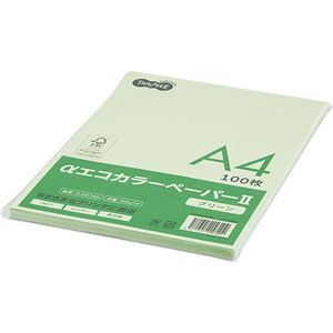 【新品】(まとめ) TANOSEE αエコカラーペーパーII A4 グリーン 少枚数パック 1冊(100枚) 〔×30セット〕
