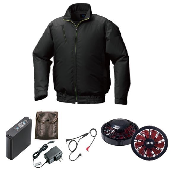 【新品】KU92010 空調服 R ポリエステル製 カジュアル FAN2200BR・RD9261・LIPRO2セット ブラック 4L