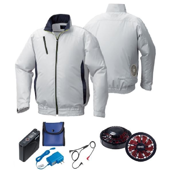 【新品】KU92010 空調服 R ポリエステル製 カジュアル FAN2200BR・RD9261・LISUPER1セット シルバー×ダークネイビー 3