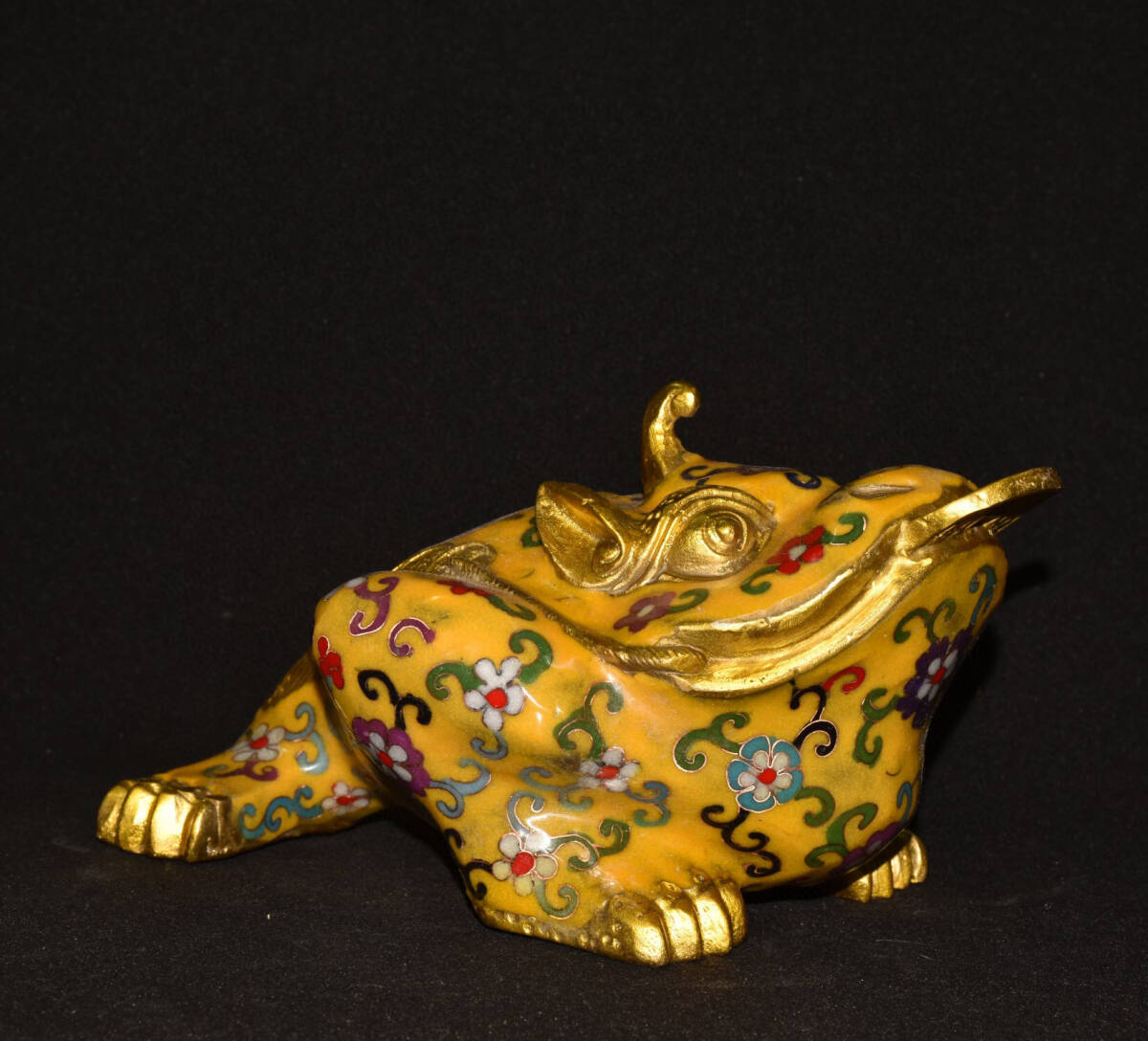 蔵友館蔵品・銅製・景泰藍・琺瑯彩・塗金・發財金蟾】・希少珍品・ 蔵友館蔵品・銅製・景泰藍・琺瑯彩・塗金・發財金蟾】・希少珍品・
