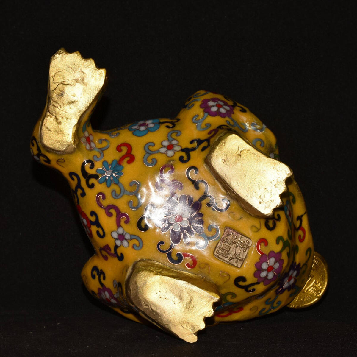蔵友館蔵品・銅製・景泰藍・琺瑯彩・塗金・發財金蟾】・希少珍品 蔵友館蔵品・銅製・景泰藍・琺瑯彩・塗金・發財金蟾】・希少珍品