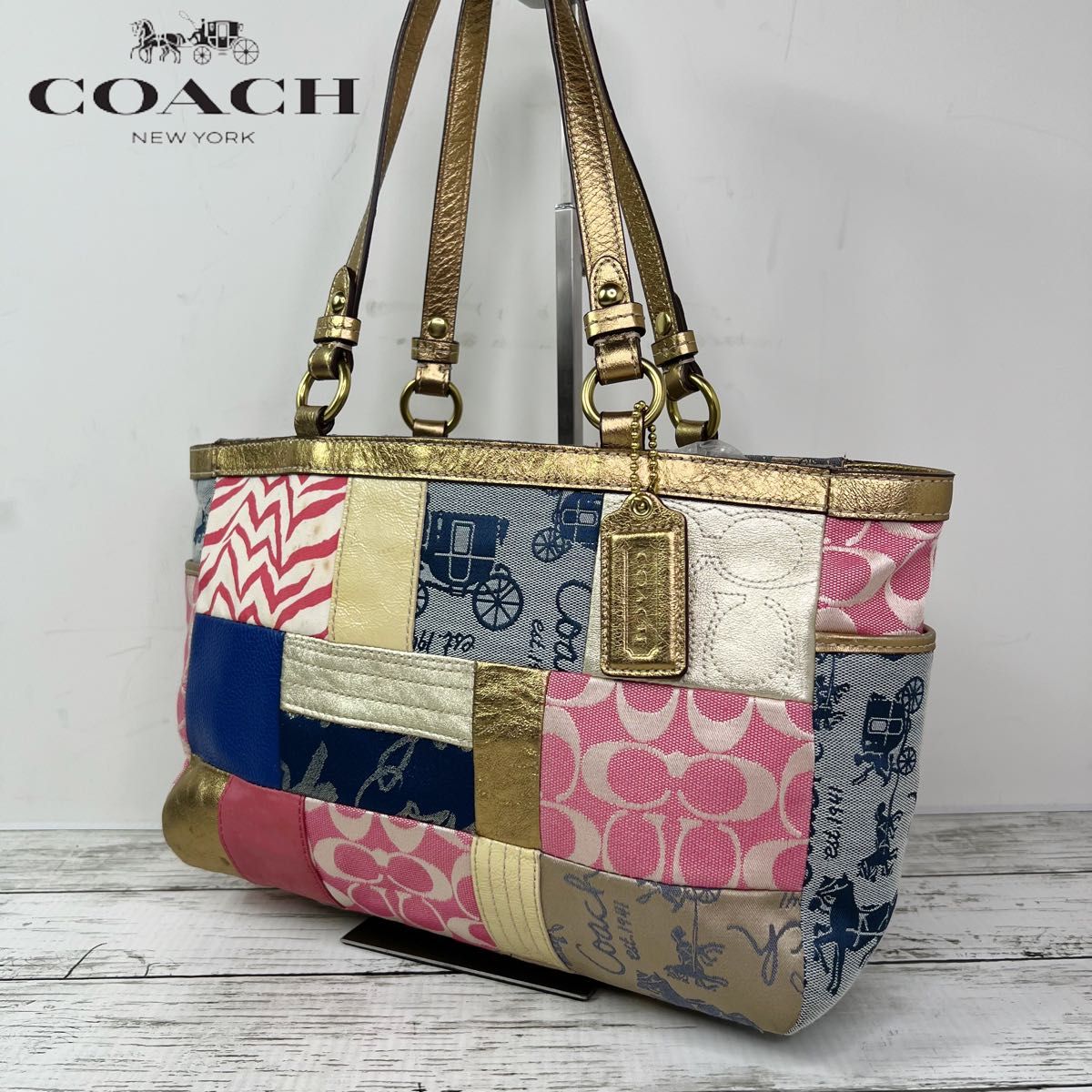 COACH コーチ パッチワーク レザー トートバッグ ハンドバッグ COACH コーチ パッチワーク レザー トートバッグ ハンドバッグ