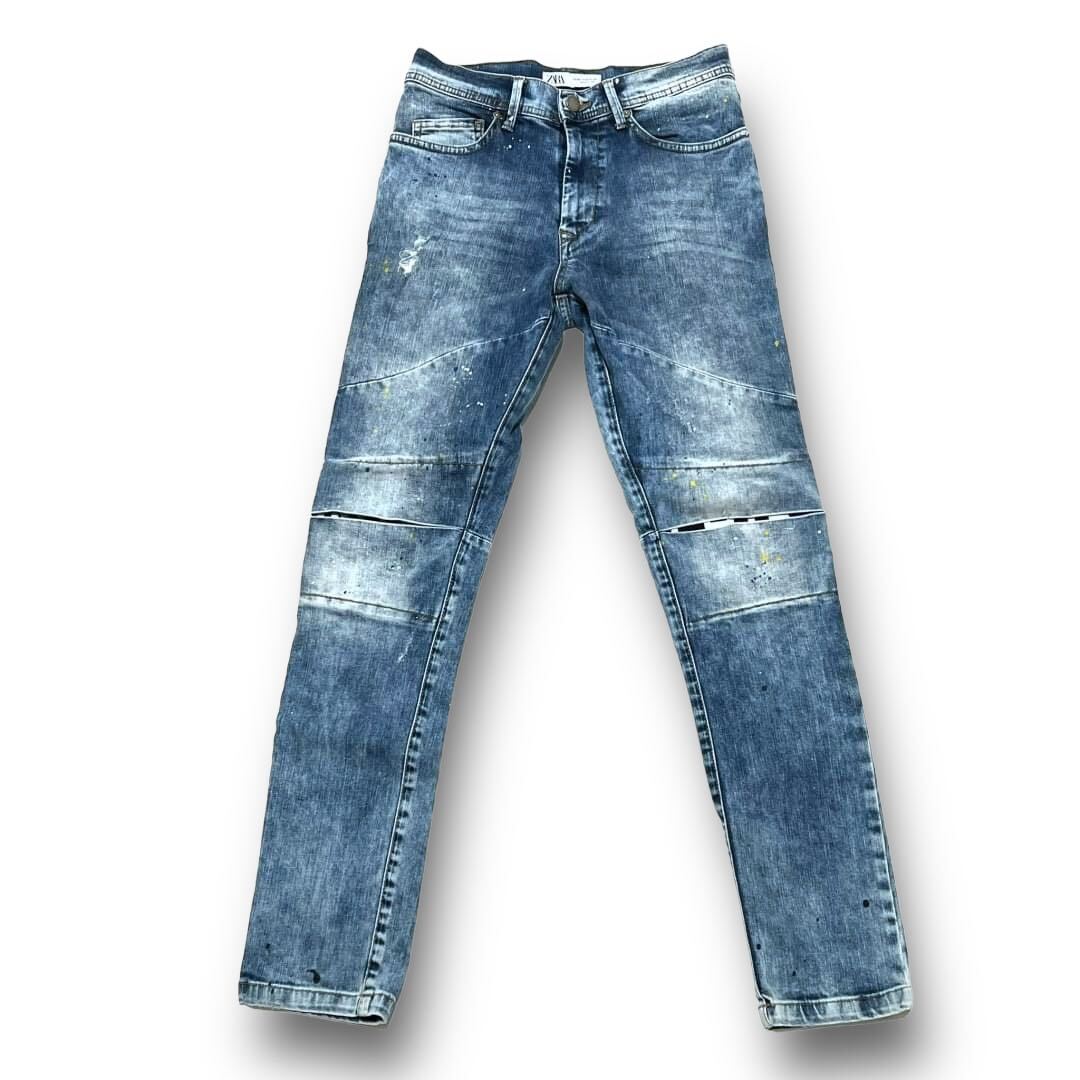 ZARA ザラ ペイント ダメージ加工 ストレッチ バイカー デニム ZARA ザラ ペイント ダメージ加工 ストレッチ バイカー デニム