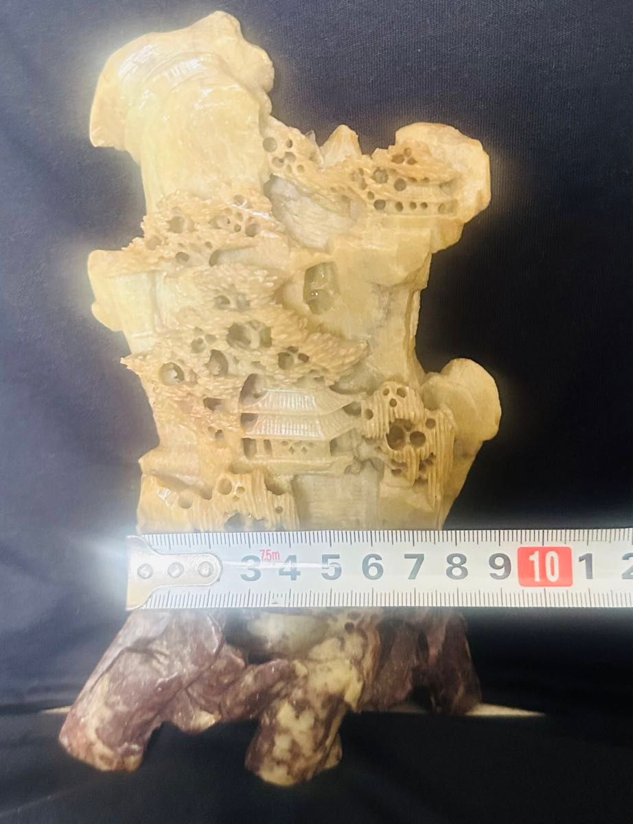 中国工芸品 石彫刻 山水 置物 寿山石 石細工 インテリア 中国工芸品 石彫刻 山水 置物 寿山石 石細工 インテリア