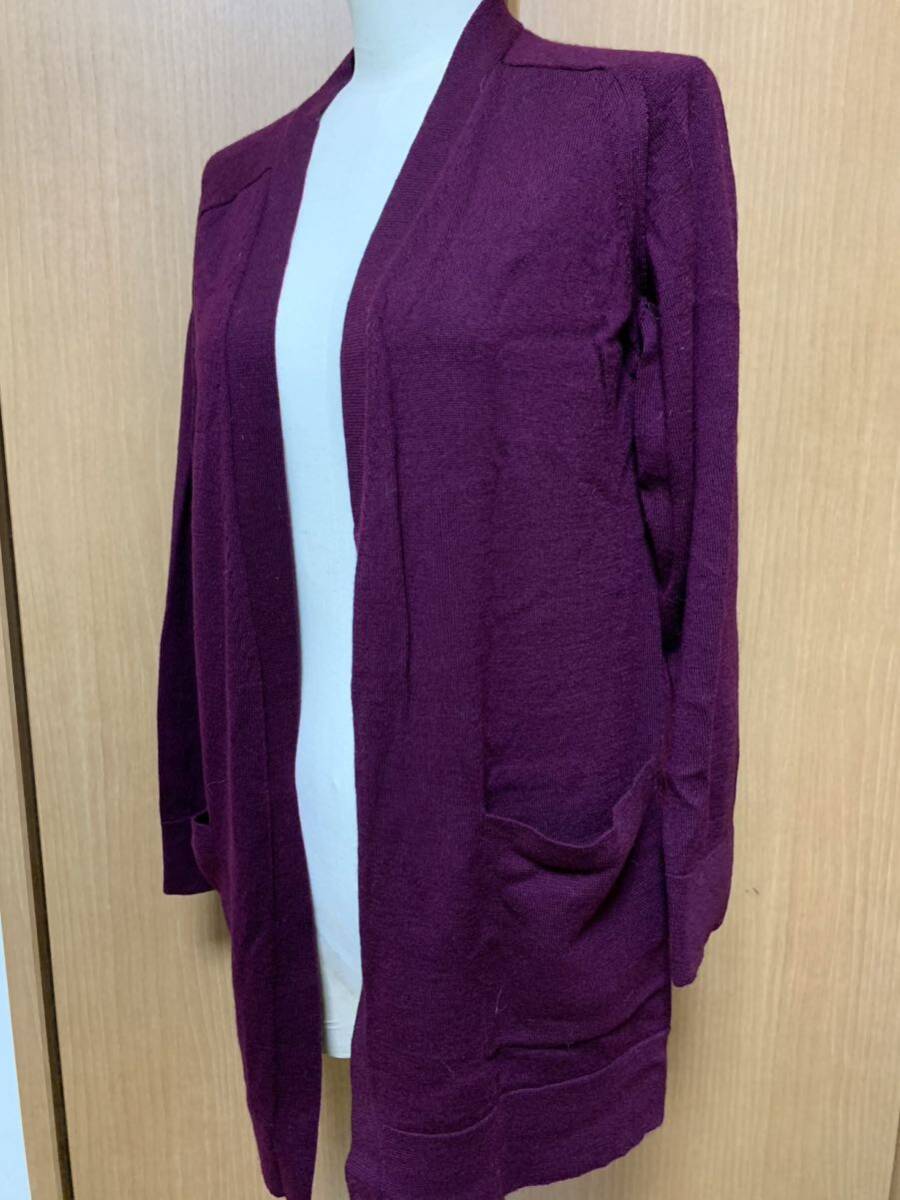 J.PRESS LADIES オンワード　Jプレス　カーディガン サイズM〜L ワイン色　毛100% 送料185円
