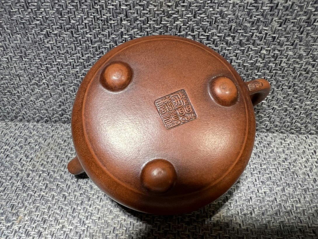 □観心・時代旧蔵□C380時代朱泥 紫砂壺 在銘 /紫砂 煎茶道具 朱