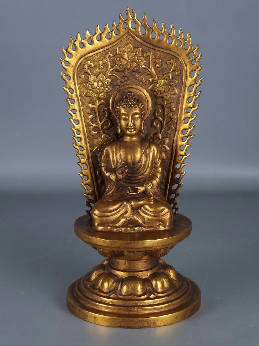 珍品旧蔵* 清時代 宗教仏像 銅塗金 【宗喀巴】 古置物 賞物 極細 珍品旧蔵* 清時代 宗教仏像 銅塗金 【宗喀巴】 古置物 賞物 極細