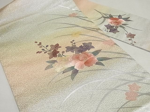 平和屋-こころ店 九寸名古屋帯 草花文 金糸 銀彩 正絹 逸品 平和屋-こころ店 九寸名古屋帯 草花文 金糸 銀彩 正絹 逸品