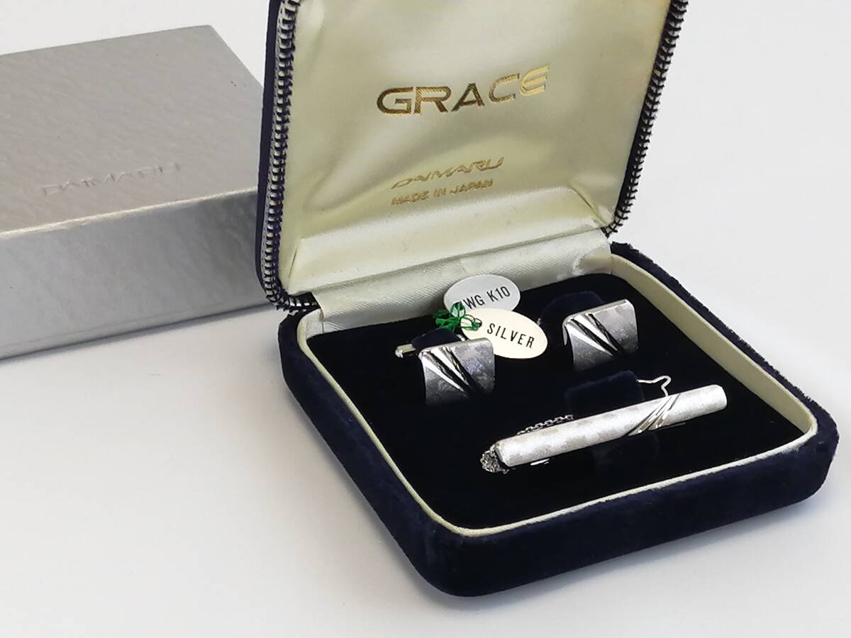 Yahoo!オークション - GRACE カフス&ネクタイピンセット K10WG Yahoo!オークション - GRACE カフス&ネクタイピンセット K10WG