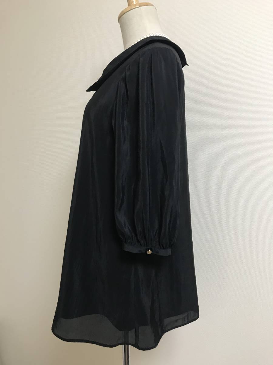  прекрасный товар * Clathas мягкий блуза сделано в Японии черный M*4570