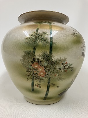 九谷焼花瓶 未使用品◇花鳥画 ゆったりサイズ共箱あり(花器、壷 九谷焼花瓶 未使用品◇花鳥画 ゆったりサイズ共箱あり(花器、壷