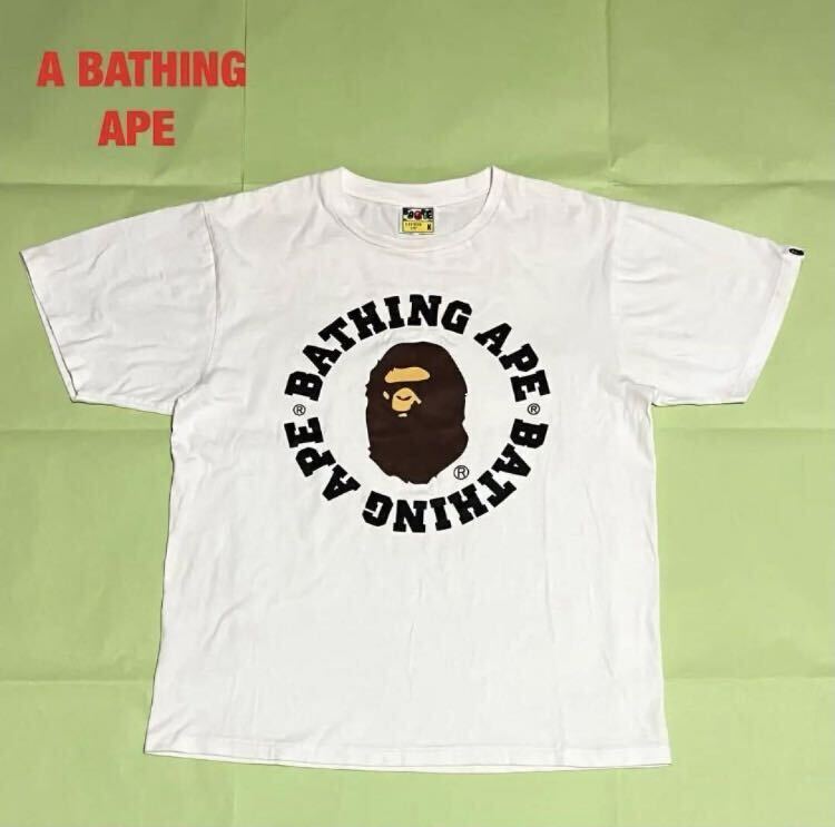 ★A BATHING APE★Tシャツ クルーネック ジャージー素材 ロゴ 人気】A BATHING APE アベイシングエイプ 半袖Tシャツ サークル