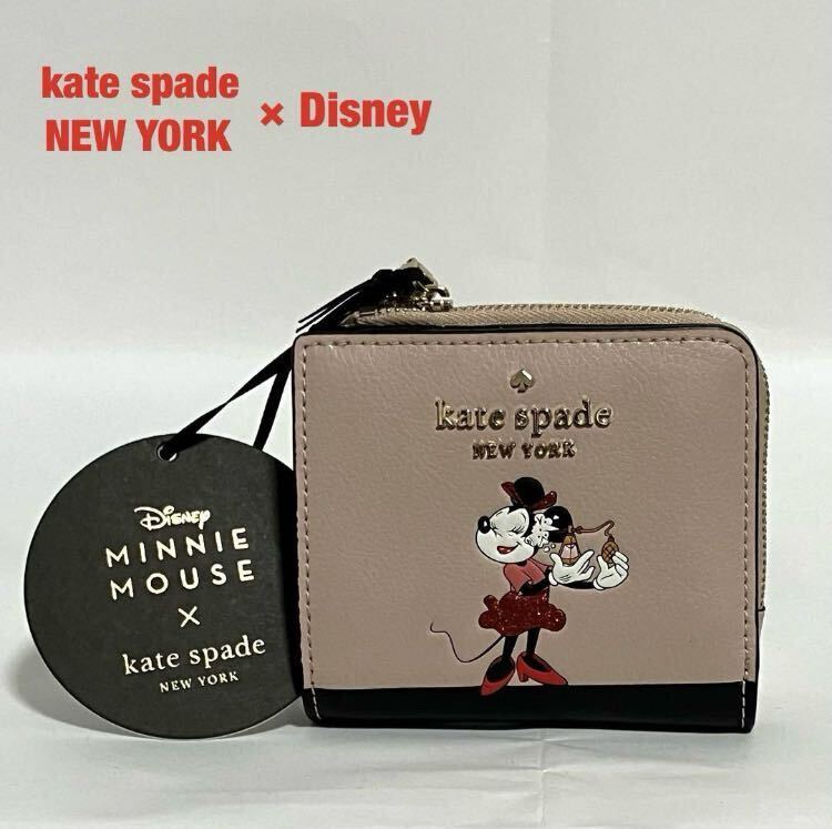 美品】kate spade NEW YORK×Disney 二つ折り財布 コラボ ミニー 美品】kate spade NEW YORK×Disney 二つ折り財布 コラボ ミニー